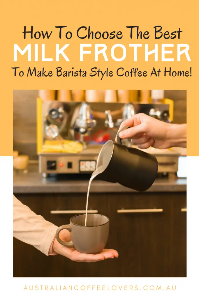 Milk being poured into a coffee cup after using the best milk frother australia